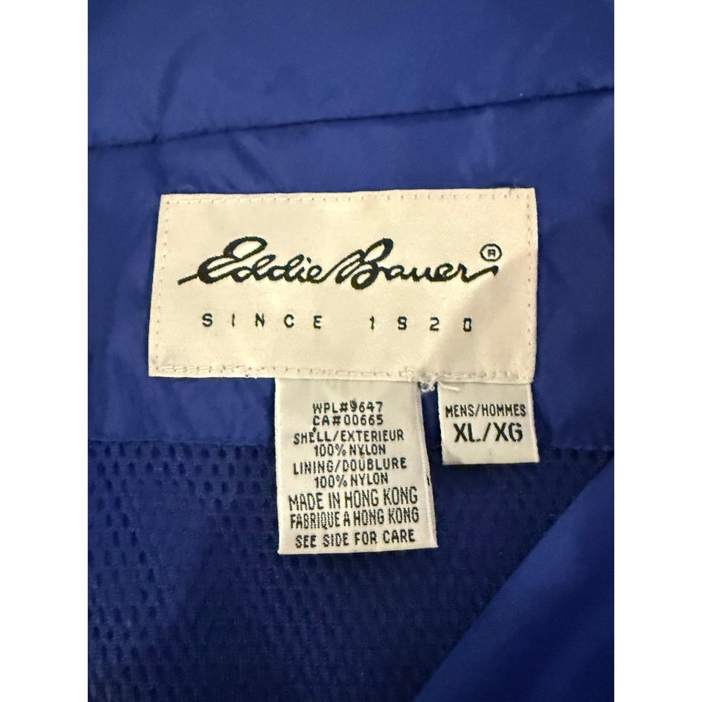 Eddie Bauer Windbreaker Jacket Mens XL Blue Gorpcore Vintage Hooded Full Zip - Picture 7 of 8